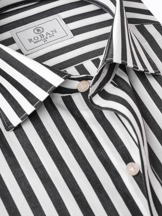 STRIBED COTTON REGULAR FIT SHIRT - Roban