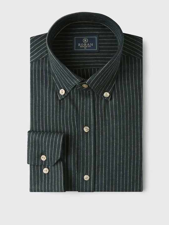 STRIBED FLANNEL REGULAR FIT SHIRT - Roban