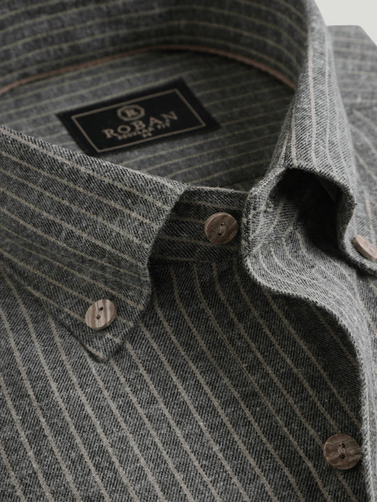 STRIBED FLANNEL REGULAR FIT SHIRT - Roban