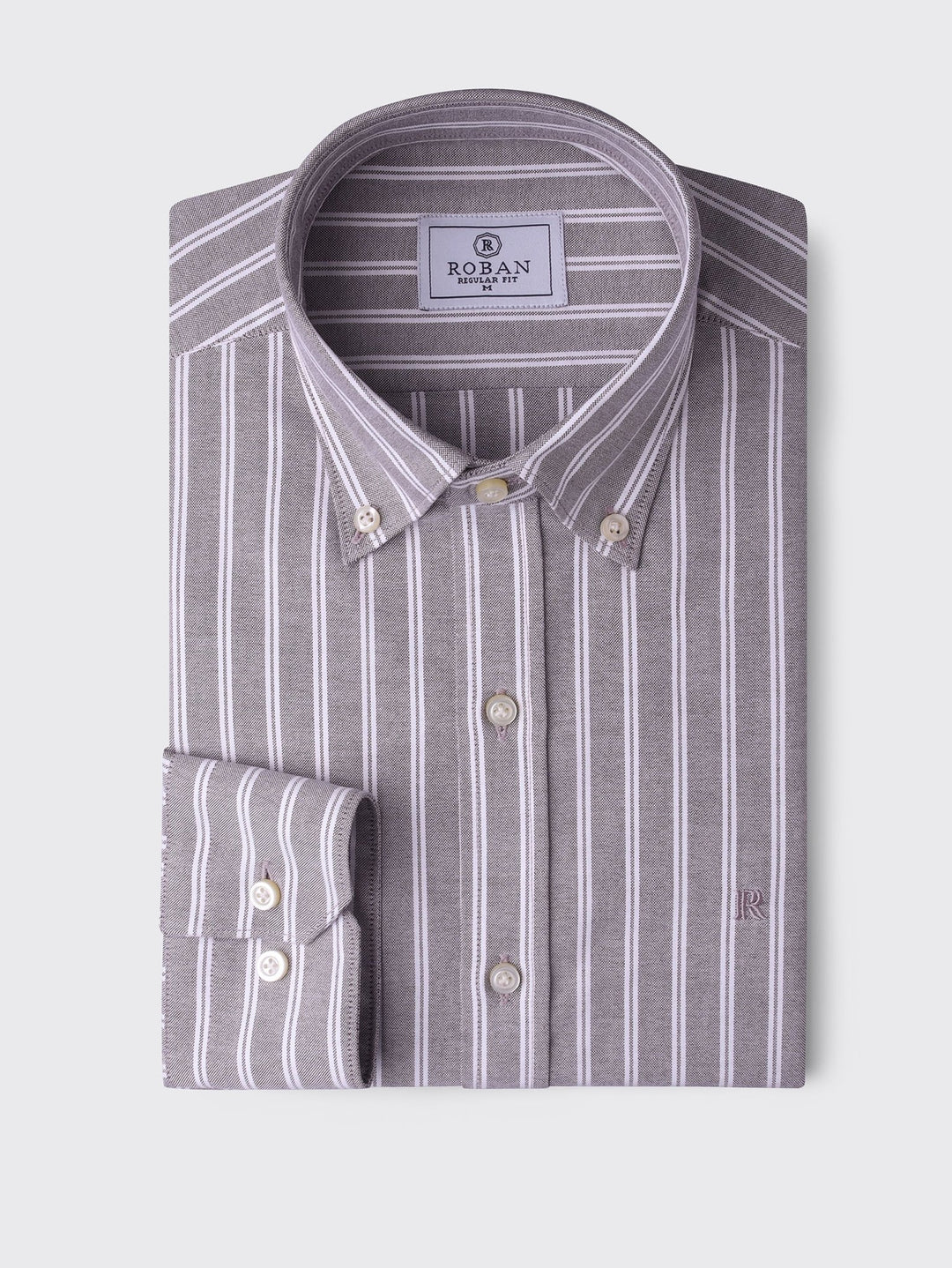 STRIBED WASHED OXFORD REGULAR FIT SHIRT - Roban