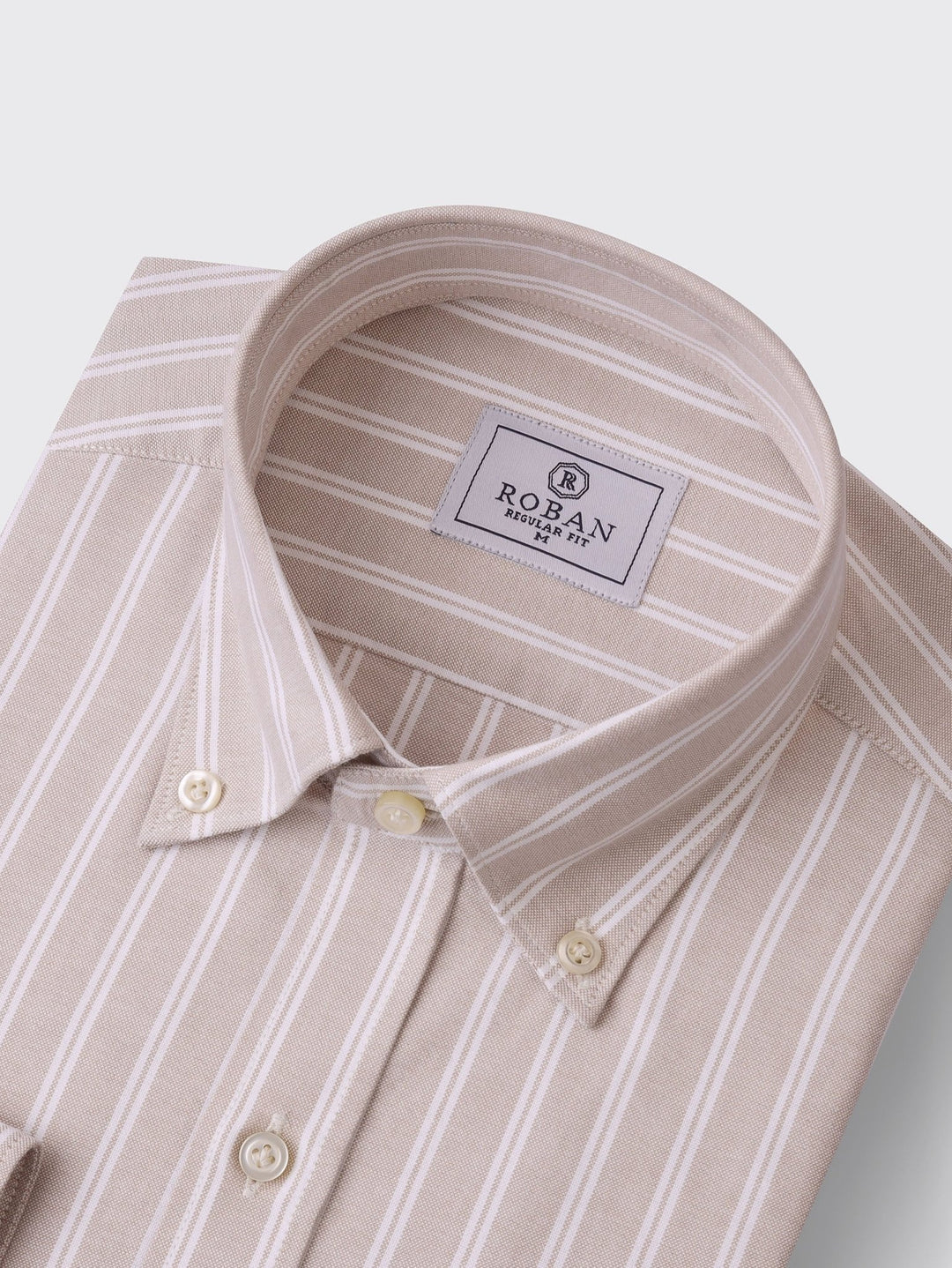 STRIBED WASHED OXFORD REGULAR FIT SHIRT - Roban