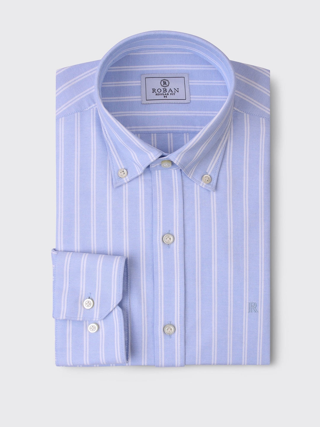 STRIBED WASHED OXFORD REGULAR FIT SHIRT - Roban