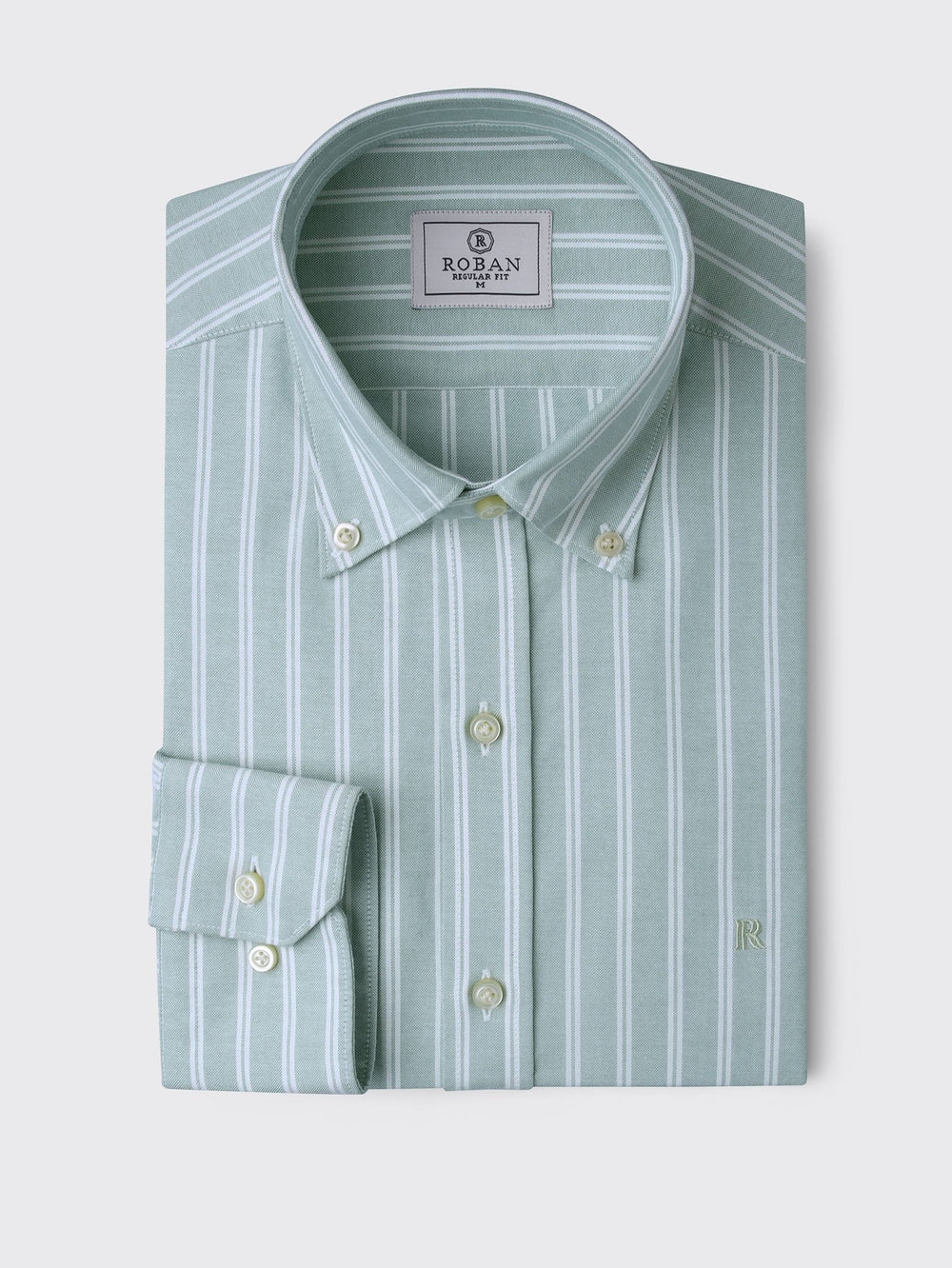 STRIBED WASHED OXFORD REGULAR FIT SHIRT - Roban