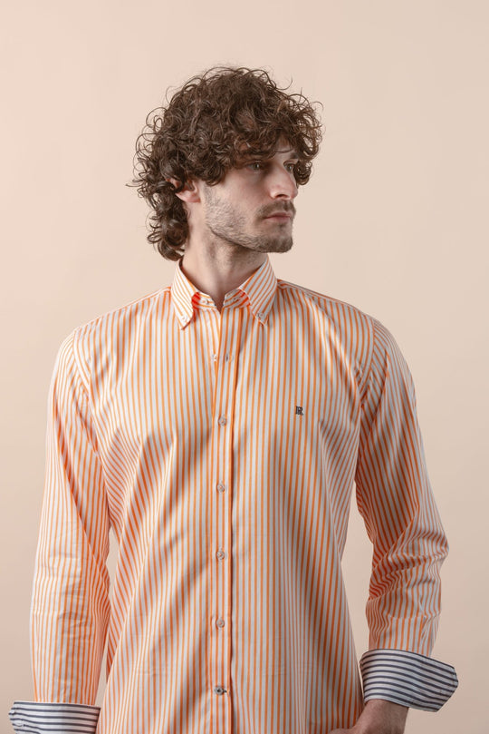 STRIPED COTTON REGULAR FIT SHIRT - Roban