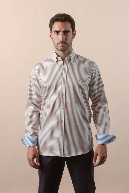 STRIPED COTTON REGULAR FIT SHIRT - Roban
