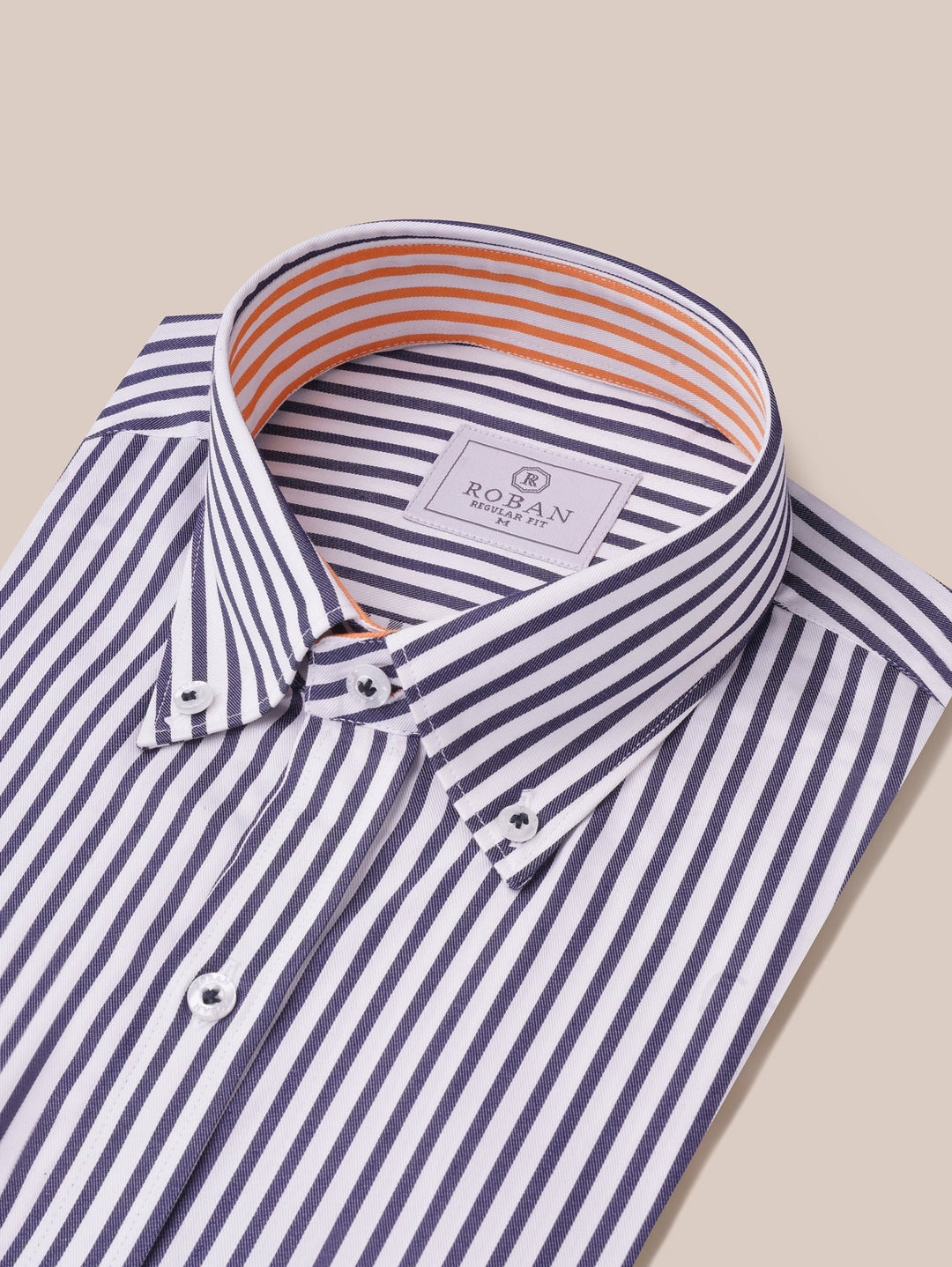 STRIPED COTTON REGULAR FIT SHIRT - Roban