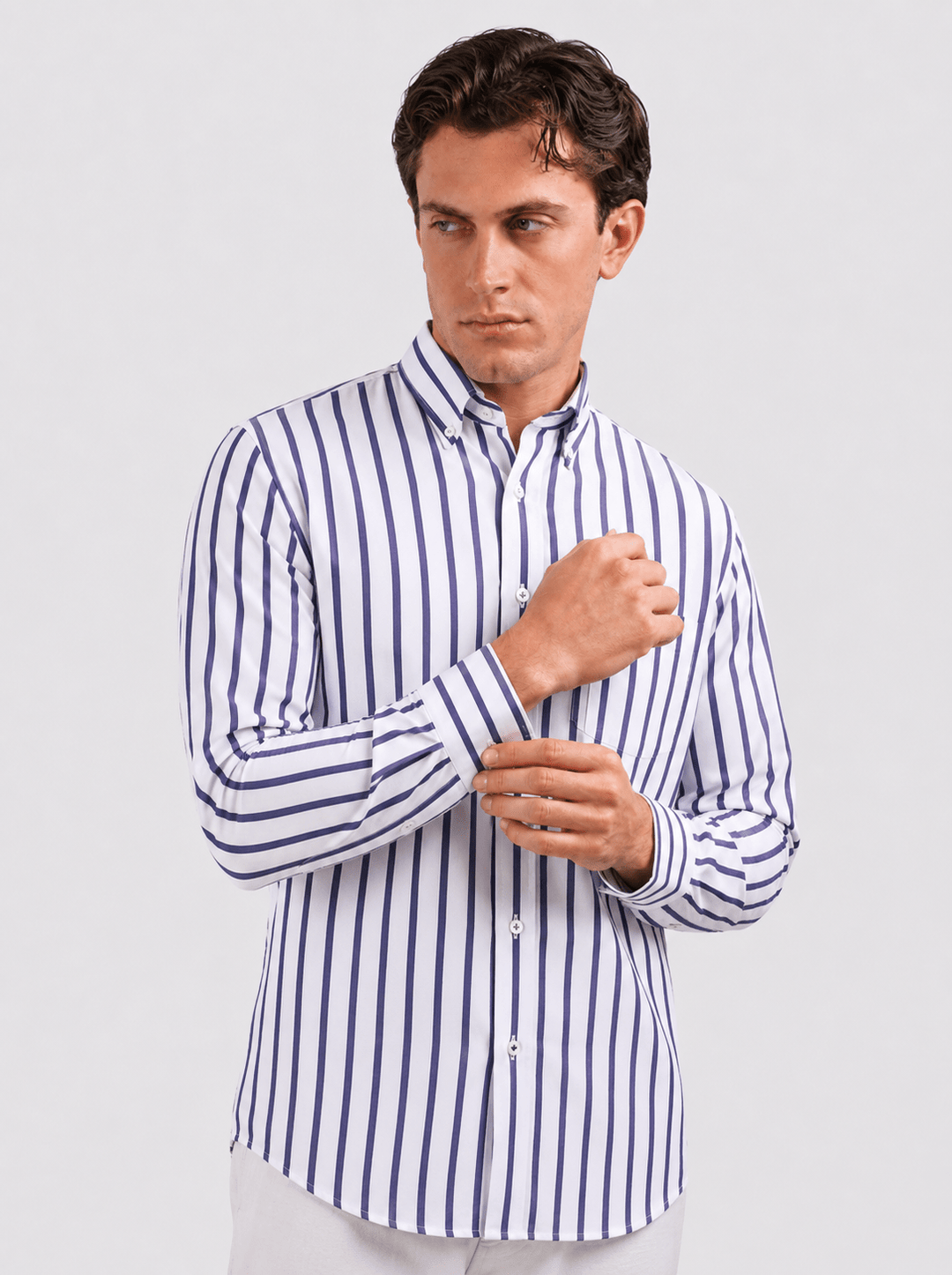 STRIPED COTTON REGULAR FIT SHIRT - Roban