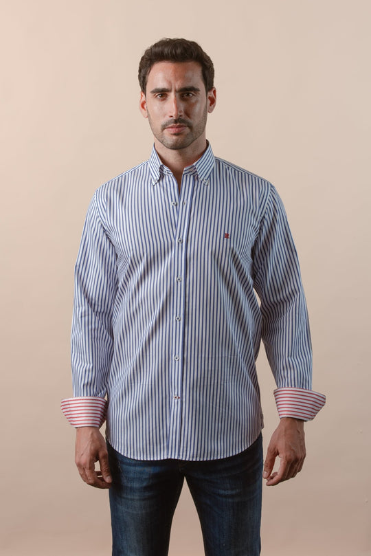 STRIPED COTTON REGULAR FIT SHIRT - Roban