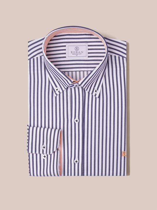 STRIPED COTTON REGULAR FIT SHIRT - Roban