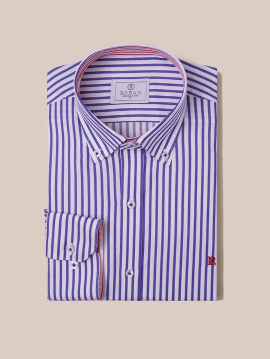 STRIPED COTTON REGULAR FIT SHIRT - Roban