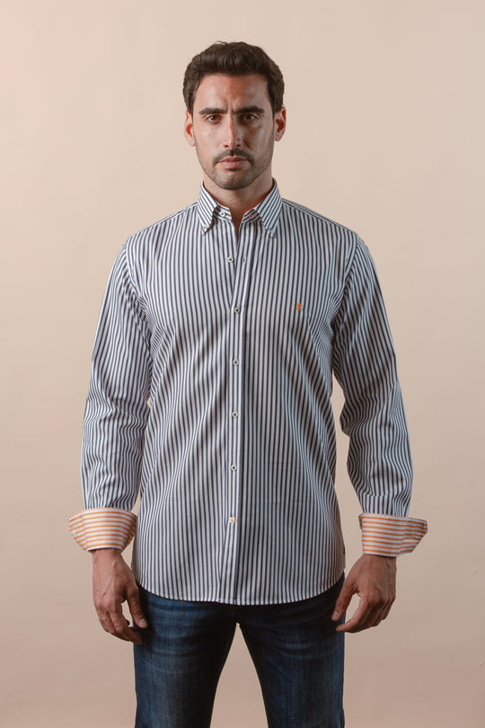 STRIPED COTTON REGULAR FIT SHIRT - Roban