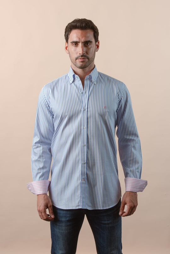 STRIPED COTTON REGULAR FIT SHIRT - Roban