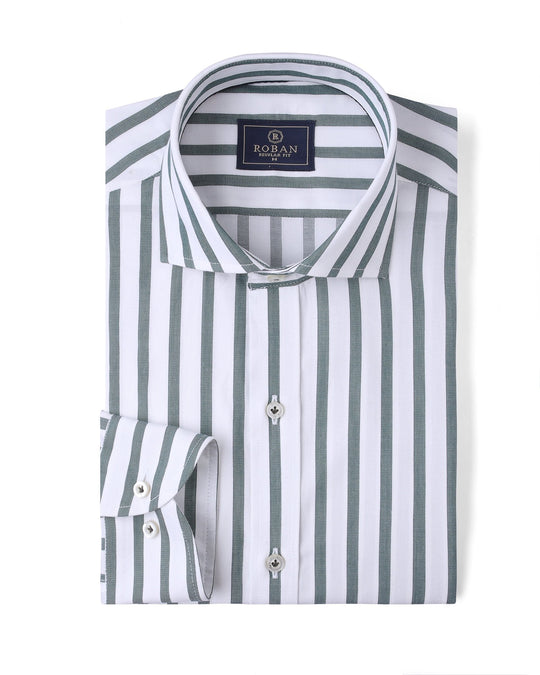 STRIPED COTTON REGULAR FIT SHIRT - Roban