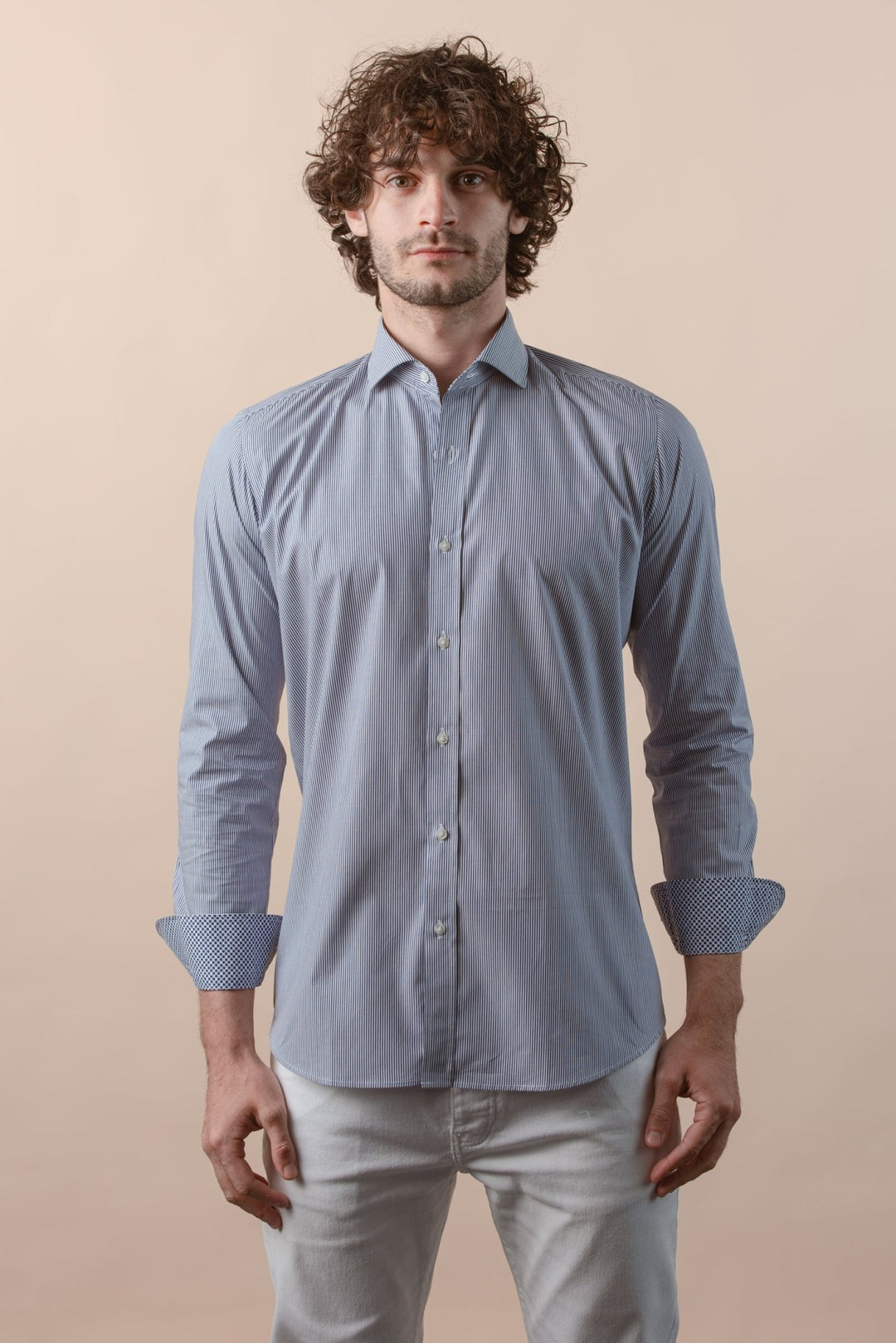 STRIPED COTTON SLIM FIT SHIRT - Roban
