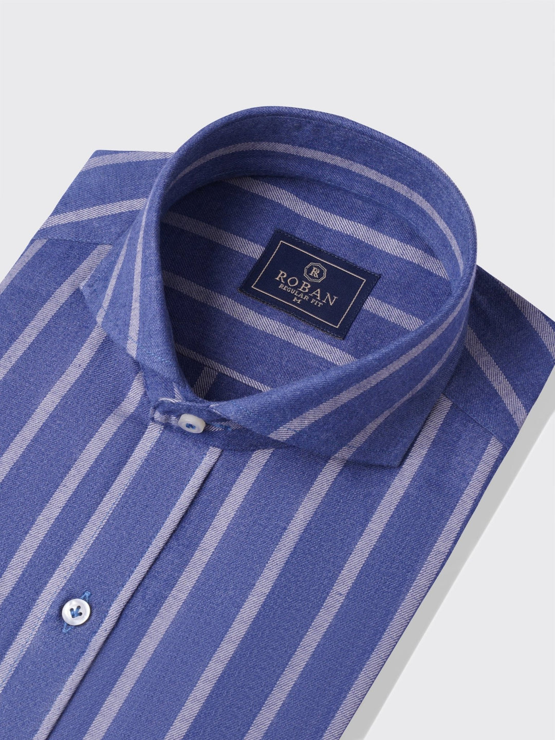 Striped Flannel Cotton Regular Fit Shirt - Roban
