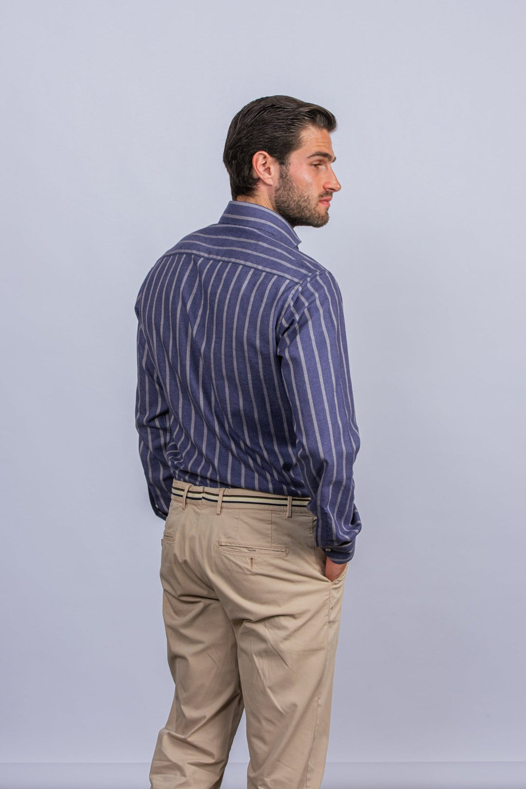 Striped Flannel Cotton Regular Fit Shirt - Roban