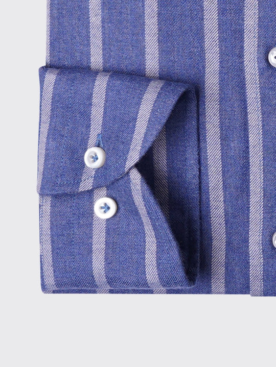 Striped Flannel Cotton Regular Fit Shirt - Roban