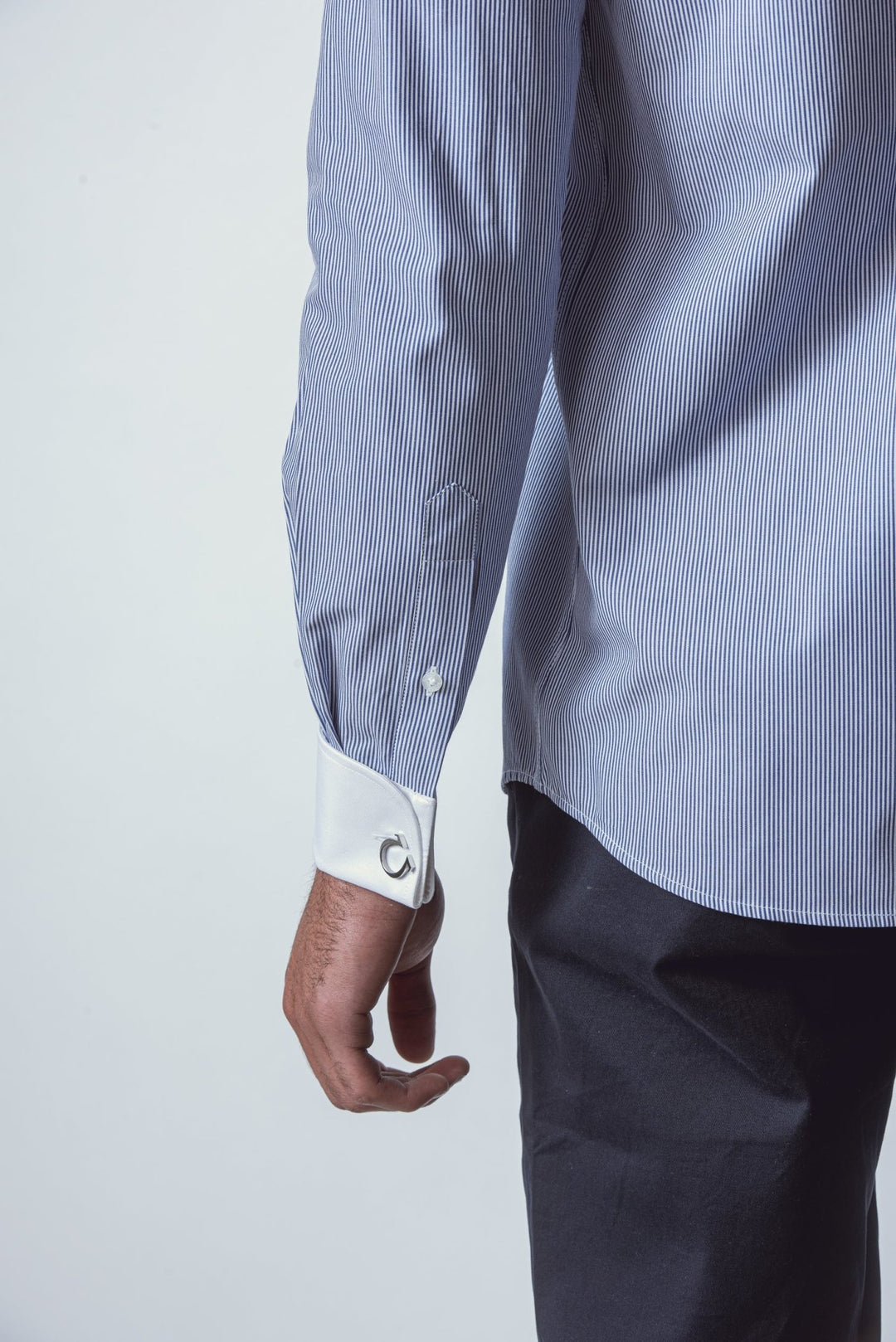 Striped Regular Fit Poplin Cufflink Shirt - Roban