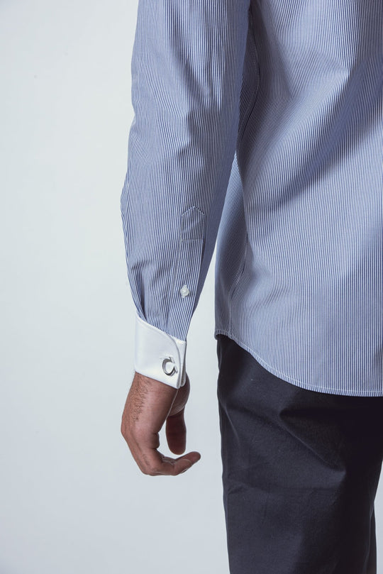 Striped Regular Fit Poplin Cufflink Shirt - Roban
