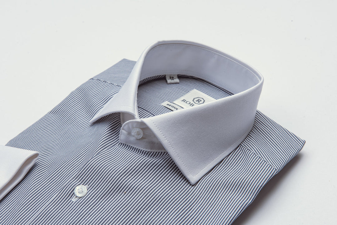 Striped Regular Fit Poplin Cufflink Shirt - Roban