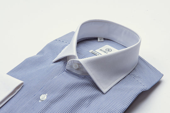 Striped Regular Fit Poplin Cufflink Shirt - Roban