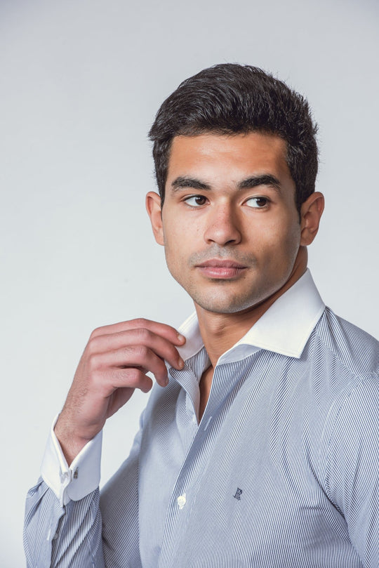 Striped Regular Fit Poplin Cufflink Shirt - Roban