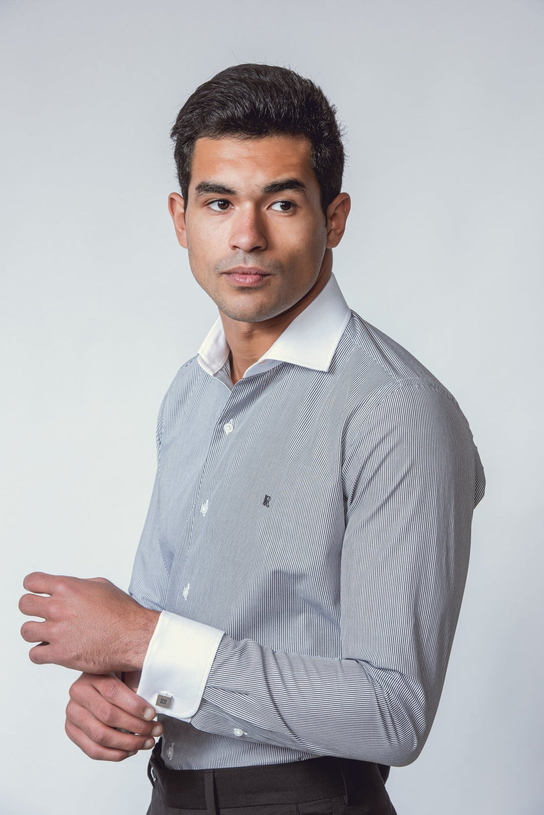 Striped Regular Fit Poplin Cufflink Shirt - Roban