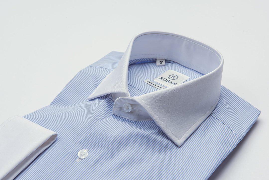 Striped Regular Fit Poplin Cufflink Shirt - Roban