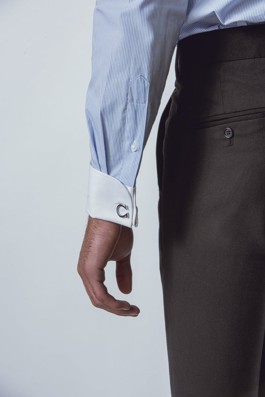 Striped Regular Fit Poplin Cufflink Shirt - Roban