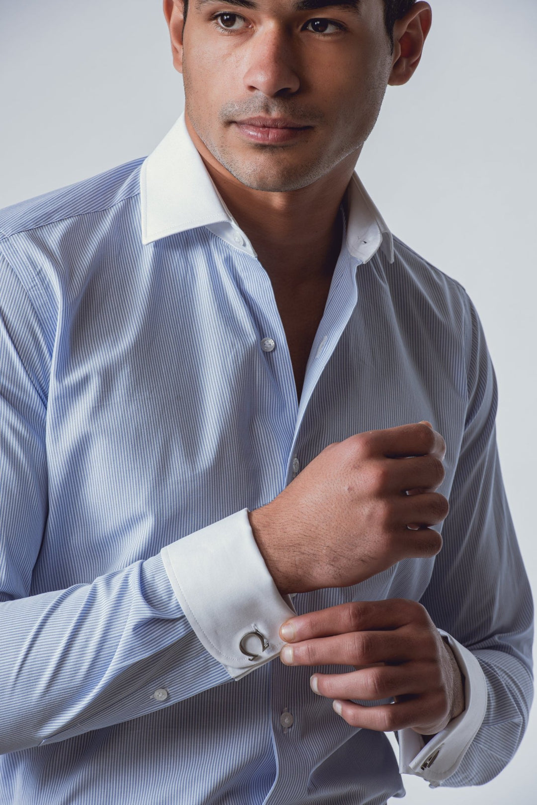 Striped Regular Fit Poplin Cufflink Shirt - Roban