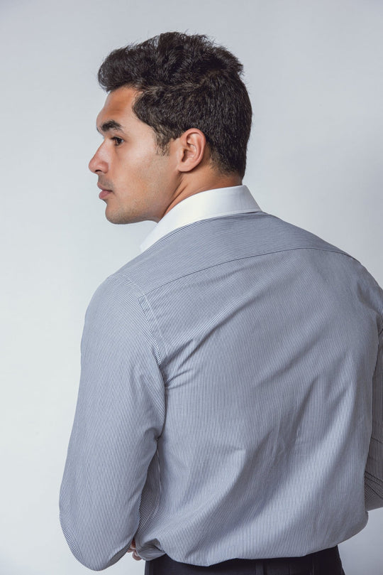 Striped Regular Fit Poplin Cufflink Shirt - Roban