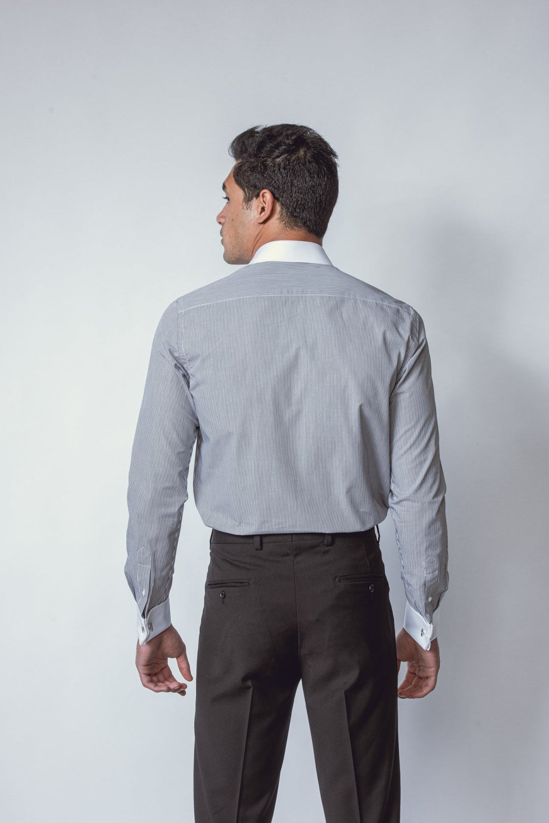 Striped Regular Fit Poplin Cufflink Shirt - Roban