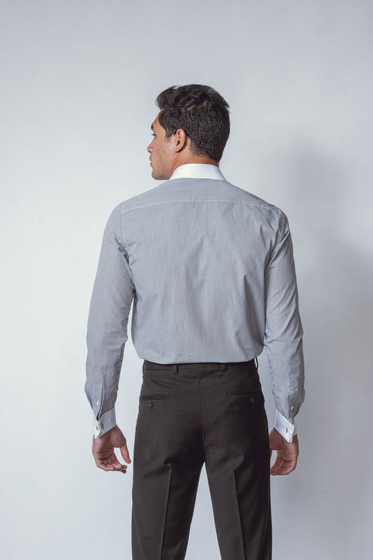 Striped Regular Fit Poplin Cufflink Shirt - Roban