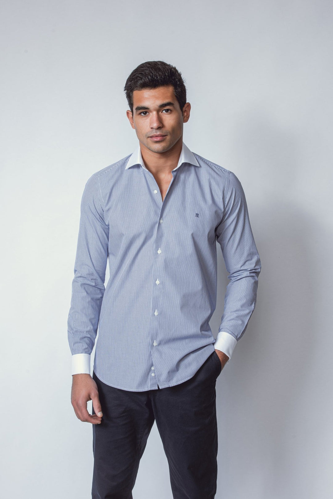 Striped Regular Fit Poplin Cufflink Shirt - Roban