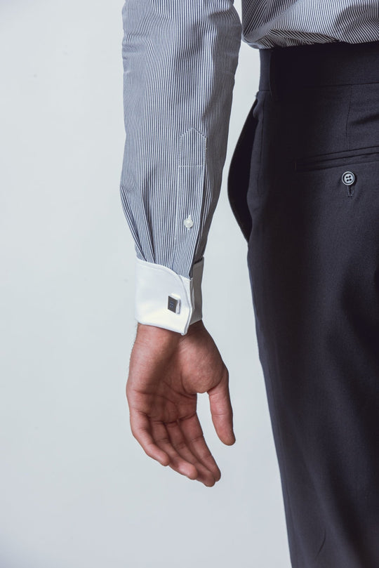 Striped Regular Fit Poplin Cufflink Shirt - Roban