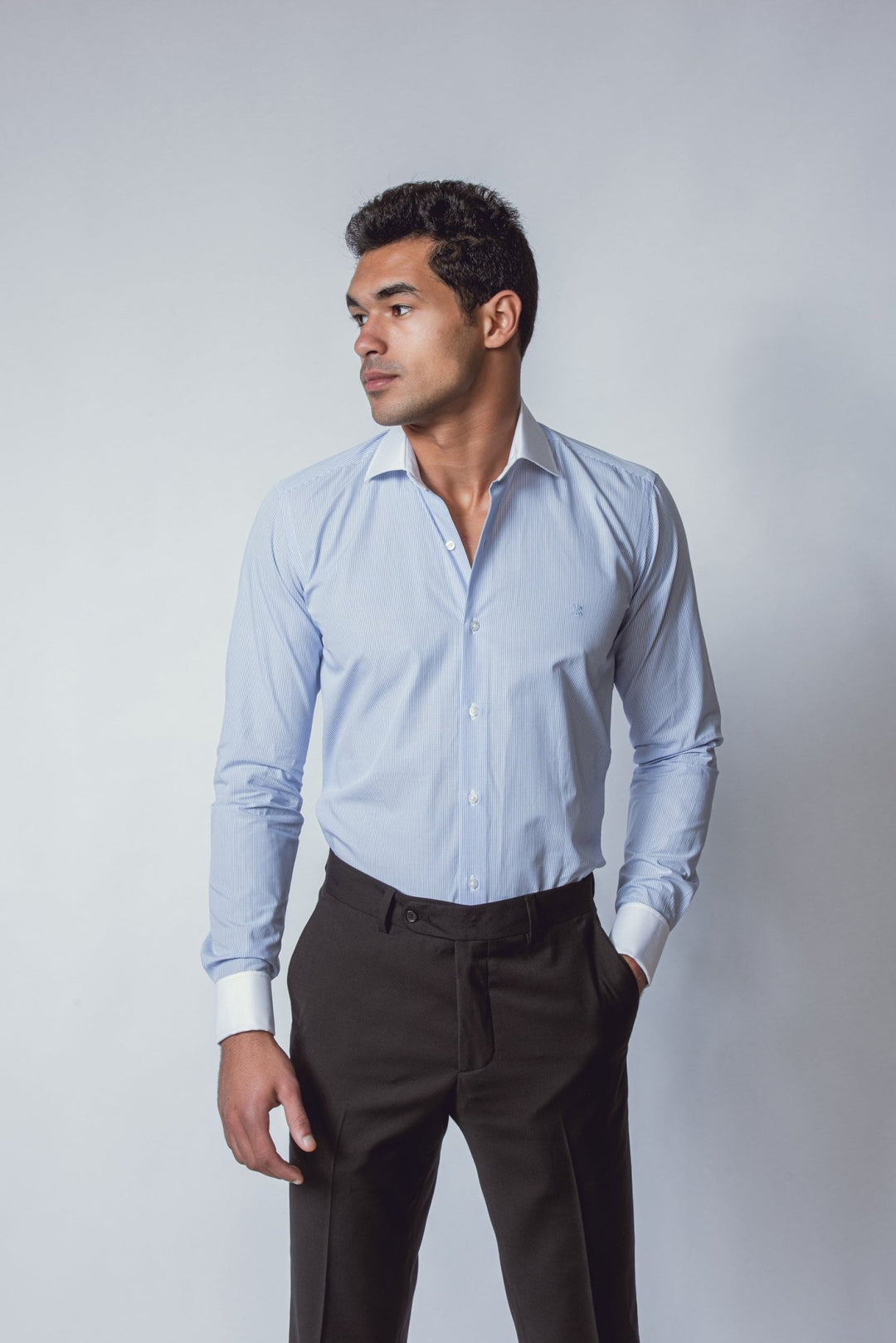 Striped Regular Fit Poplin Cufflink Shirt - Roban