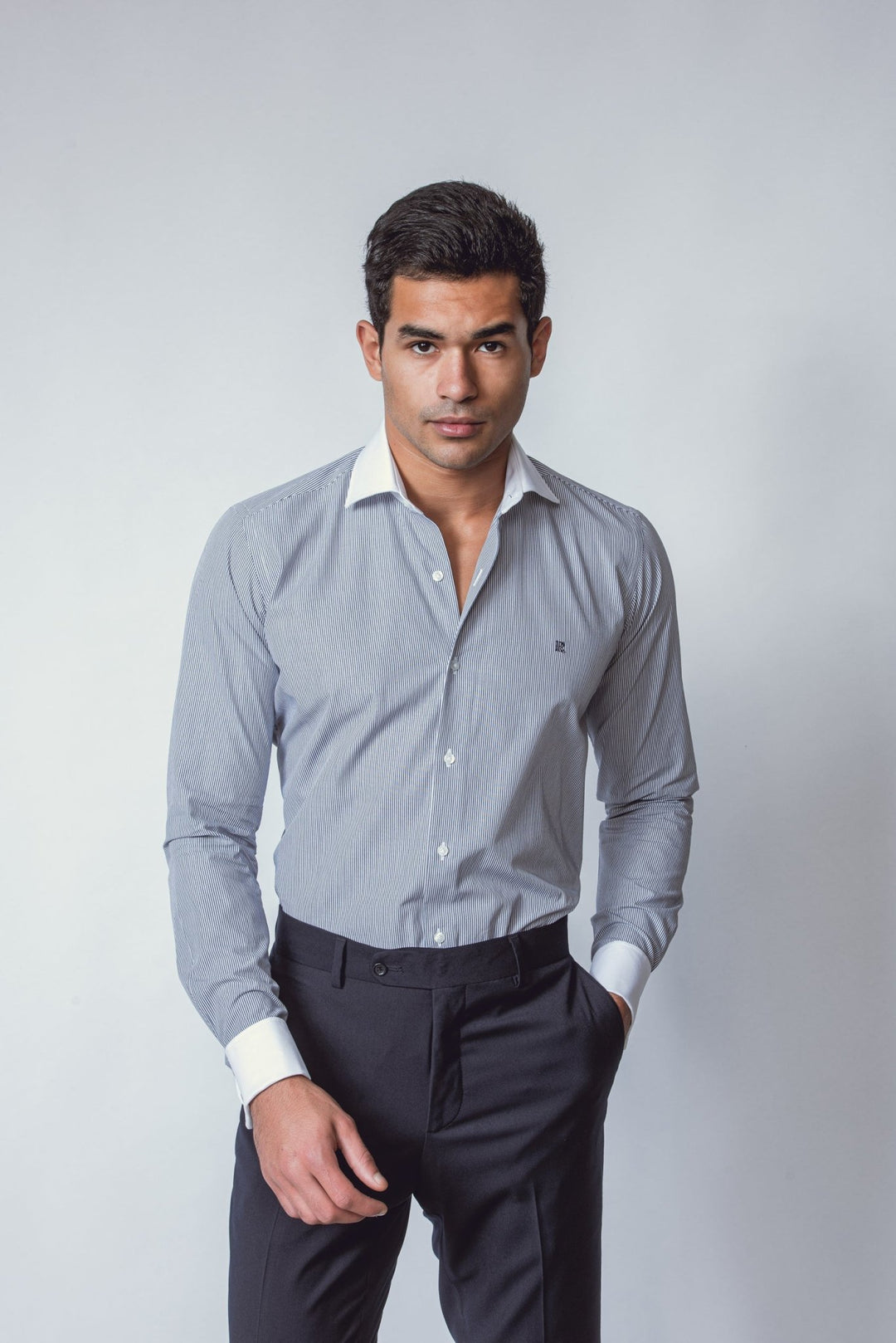 Striped Regular Fit Poplin Cufflink Shirt - Roban