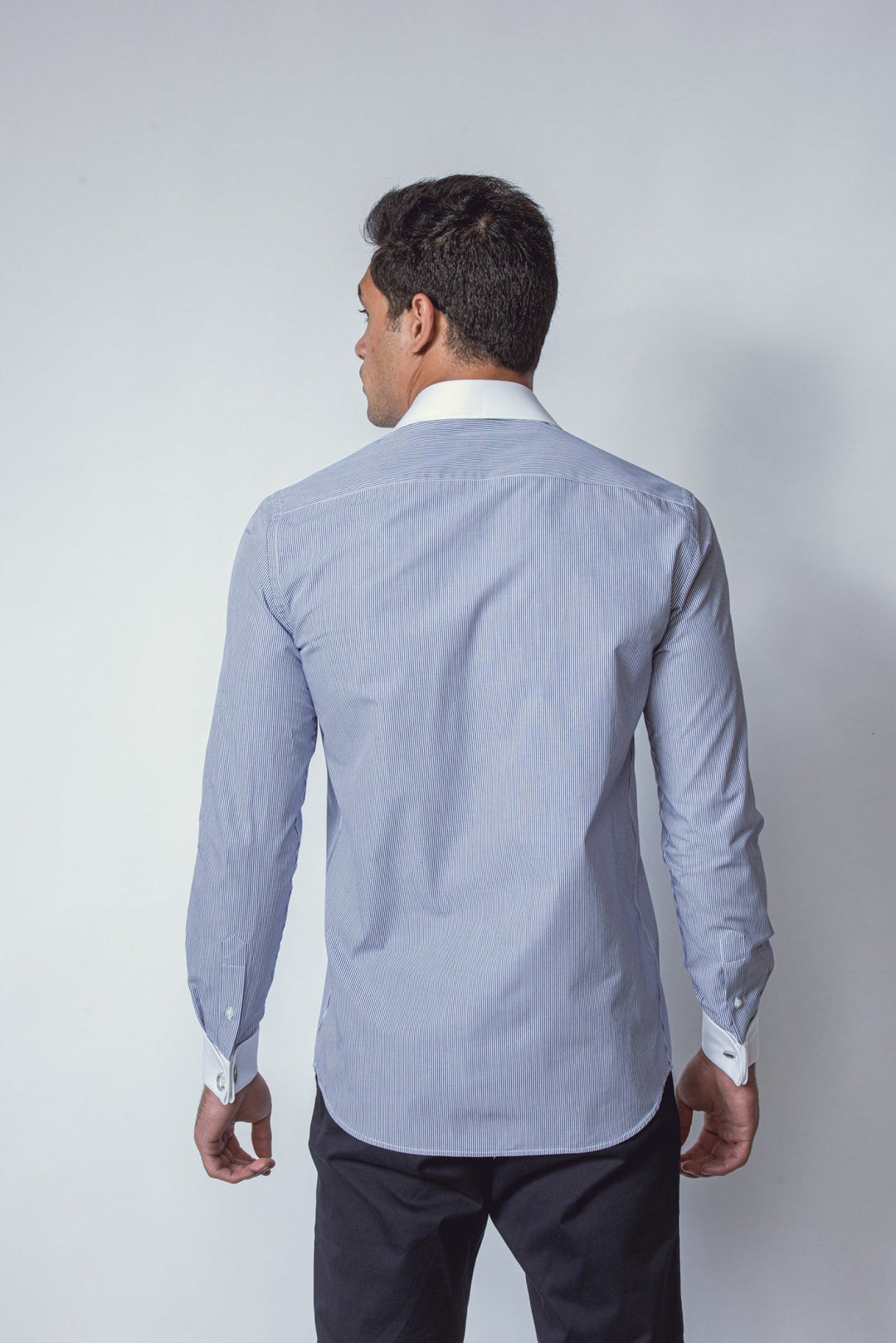 Striped Regular Fit Poplin Cufflink Shirt - Roban