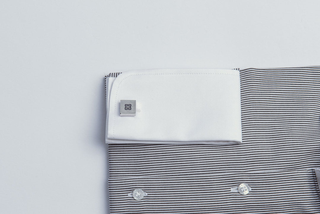 Striped Regular Fit Poplin Cufflink Shirt - Roban