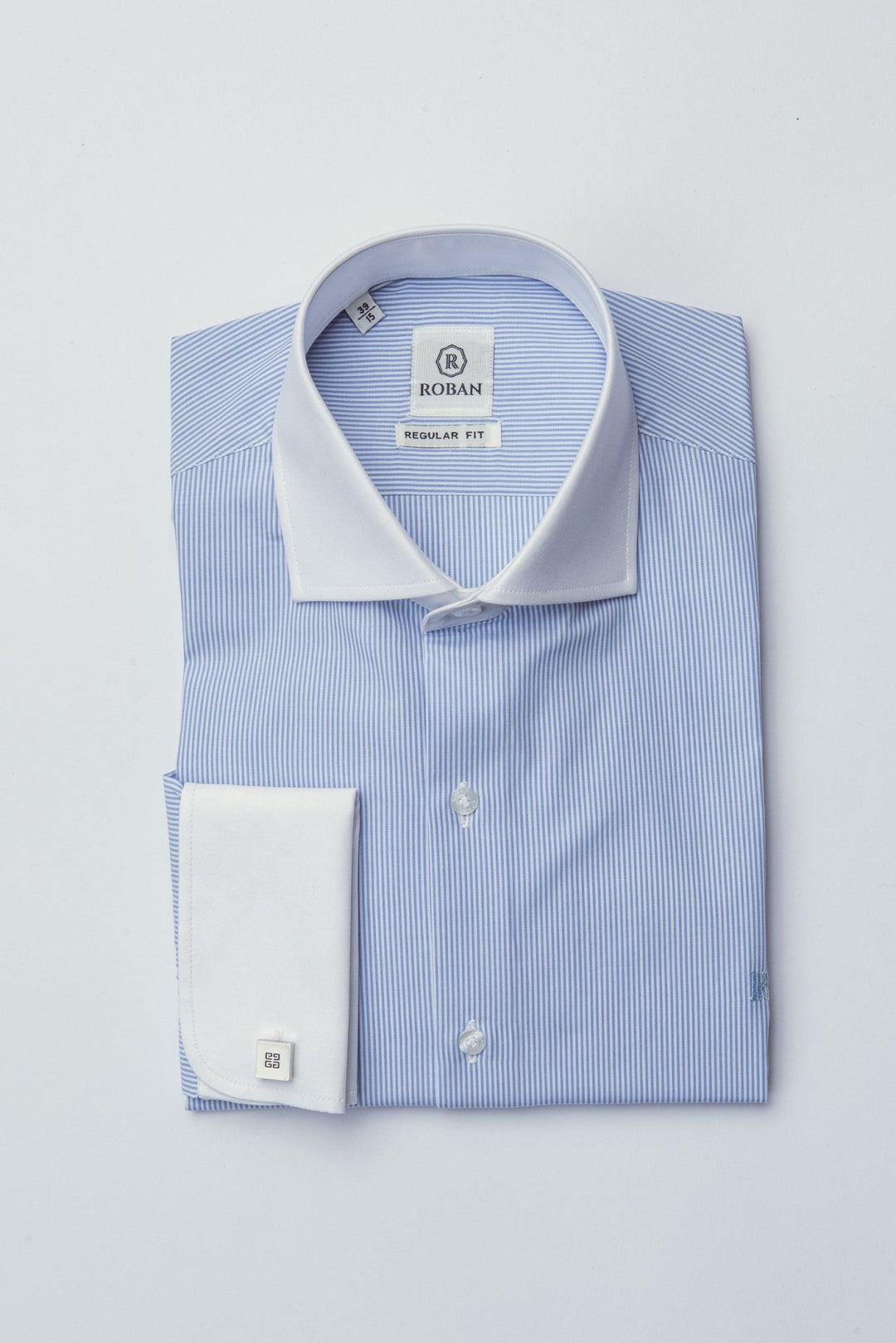 Striped Regular Fit Poplin Cufflink Shirt - Roban