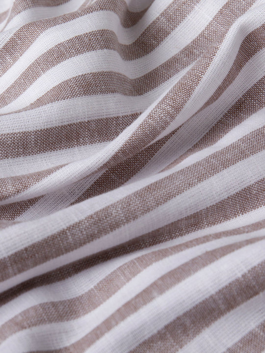 STRIPED WASHED COTTON LINEN REGULAR FIT SHIRT - Roban