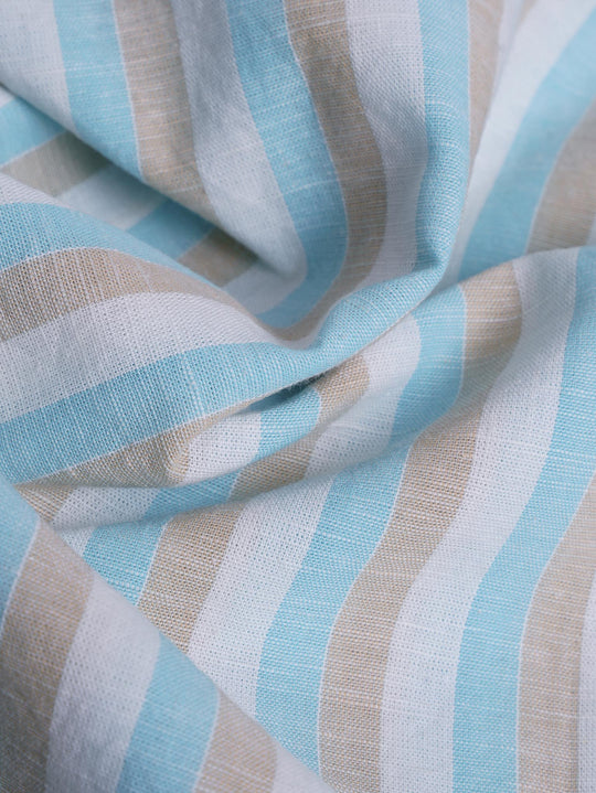STRIPED WASHED COTTON LINEN REGULAR FIT SHIRT - Roban