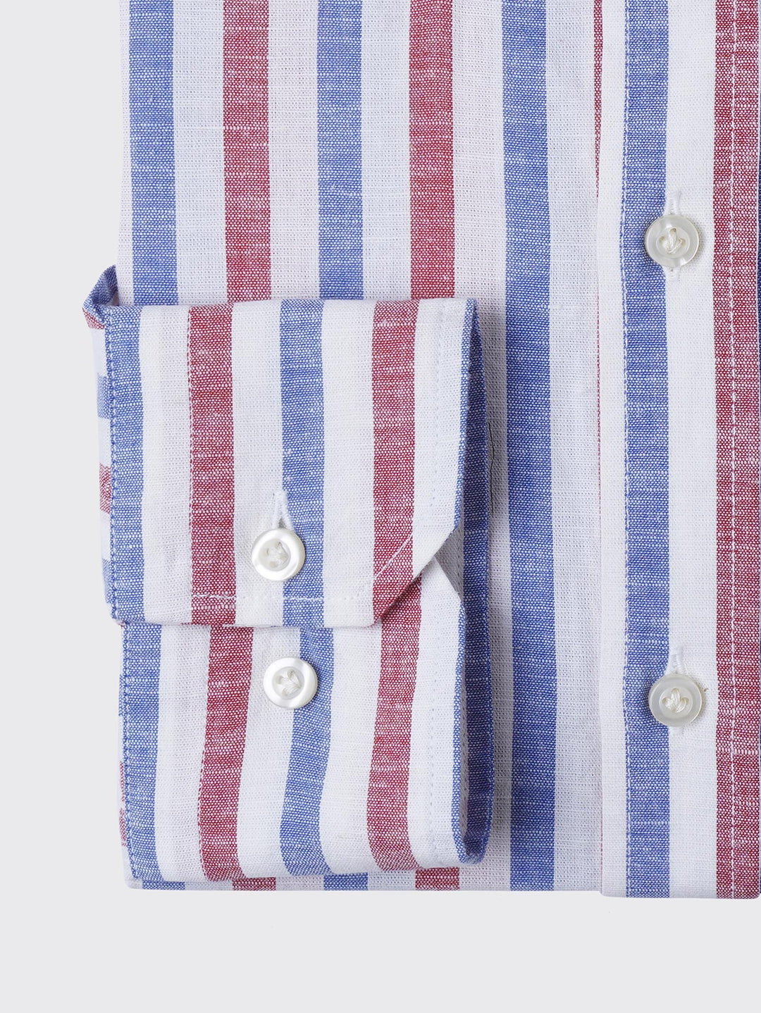 STRIPED WASHED COTTON LINEN REGULAR FIT SHIRT - Roban