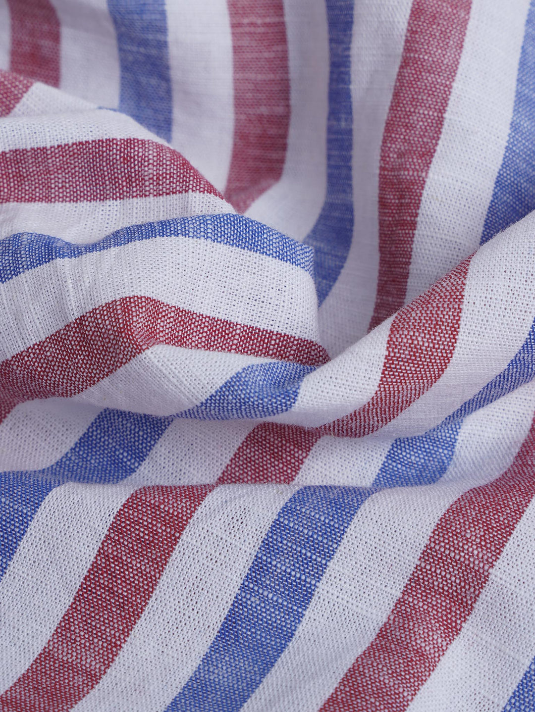 STRIPED WASHED COTTON LINEN REGULAR FIT SHIRT - Roban