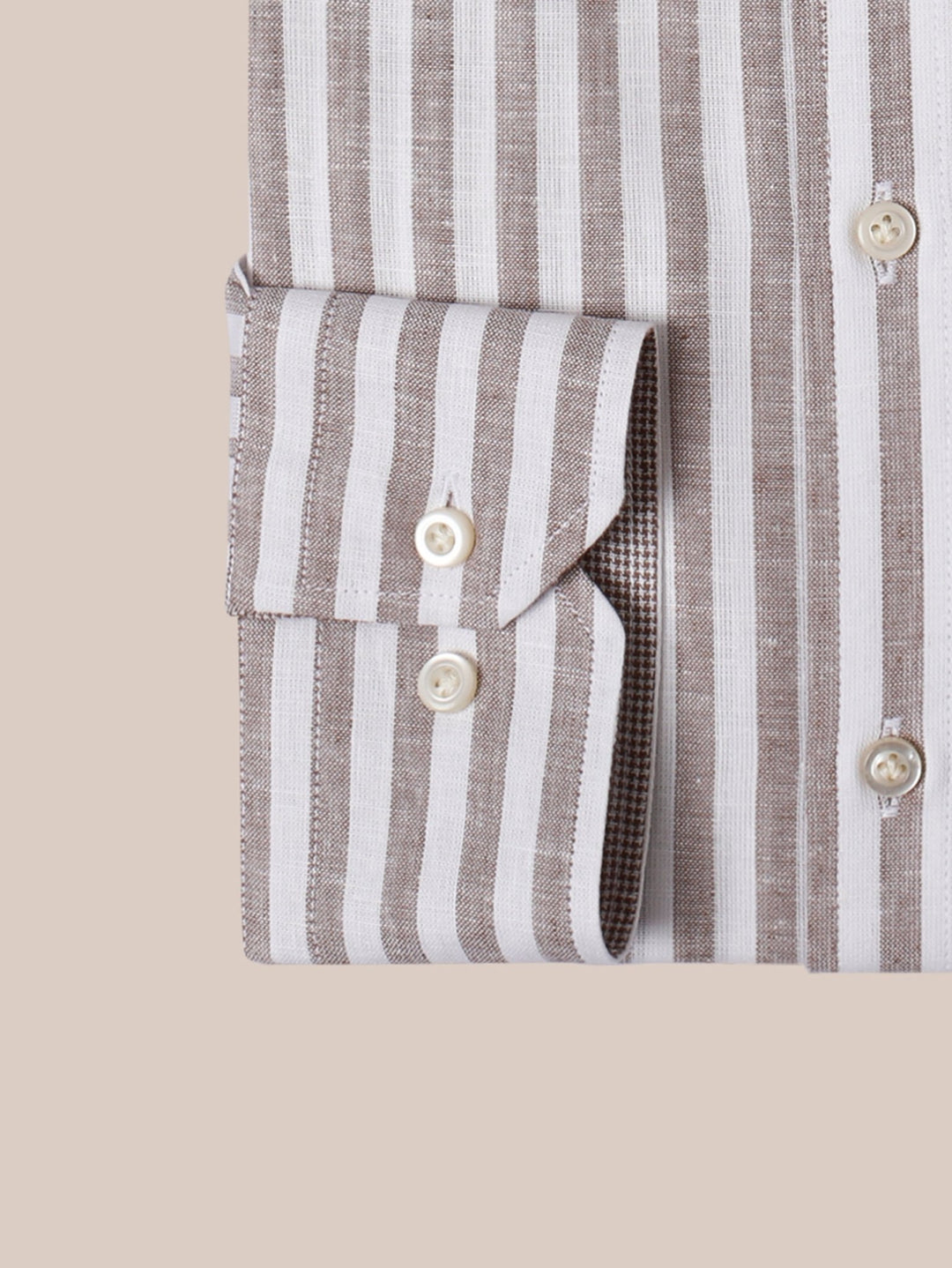 STRIPED WASHED COTTON LINEN REGULAR FIT SHIRT - Roban
