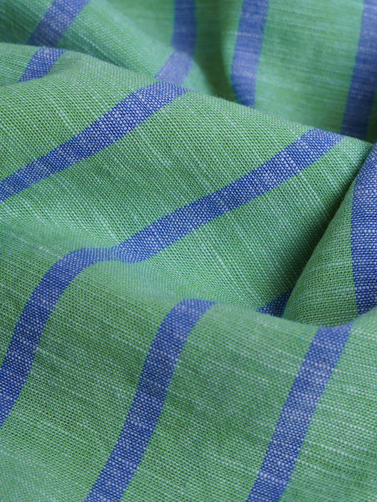 STRIPED WASHED COTTON LINEN REGULAR FIT SHIRT - Roban