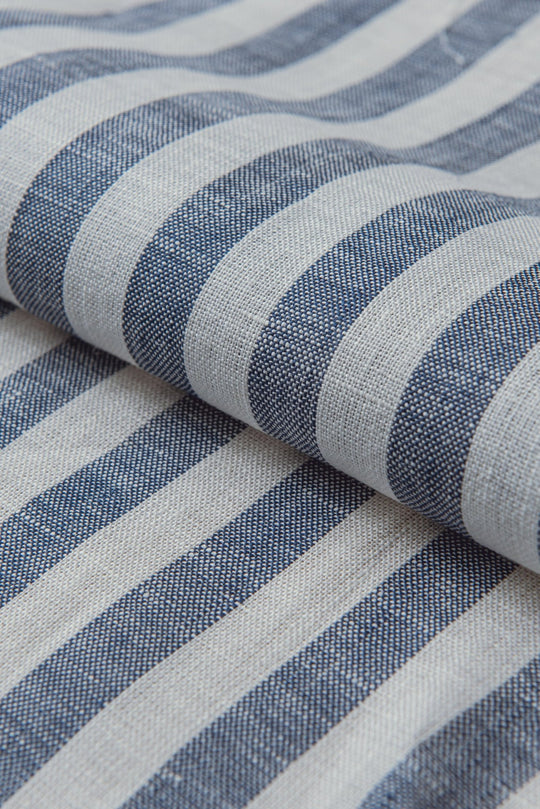 STRIPED WASHED LINEN REGULAR FIT SHIRT - Roban