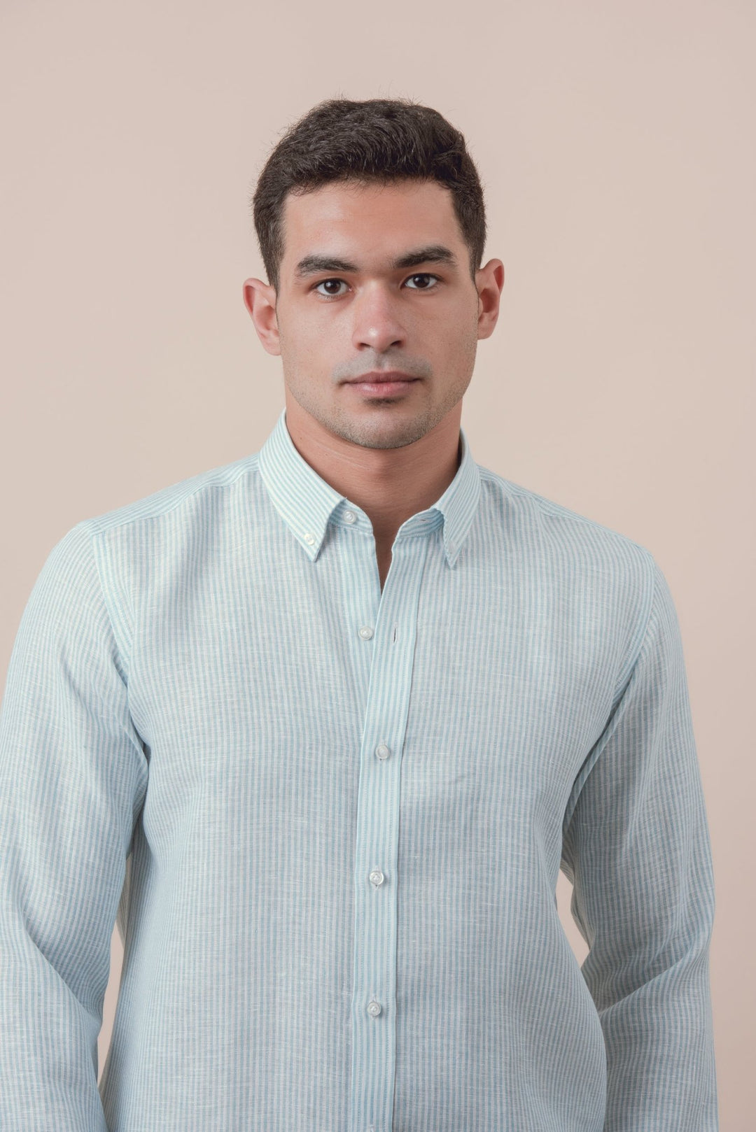STRIPED WASHED LINEN REGULAR FIT SHIRT - Roban