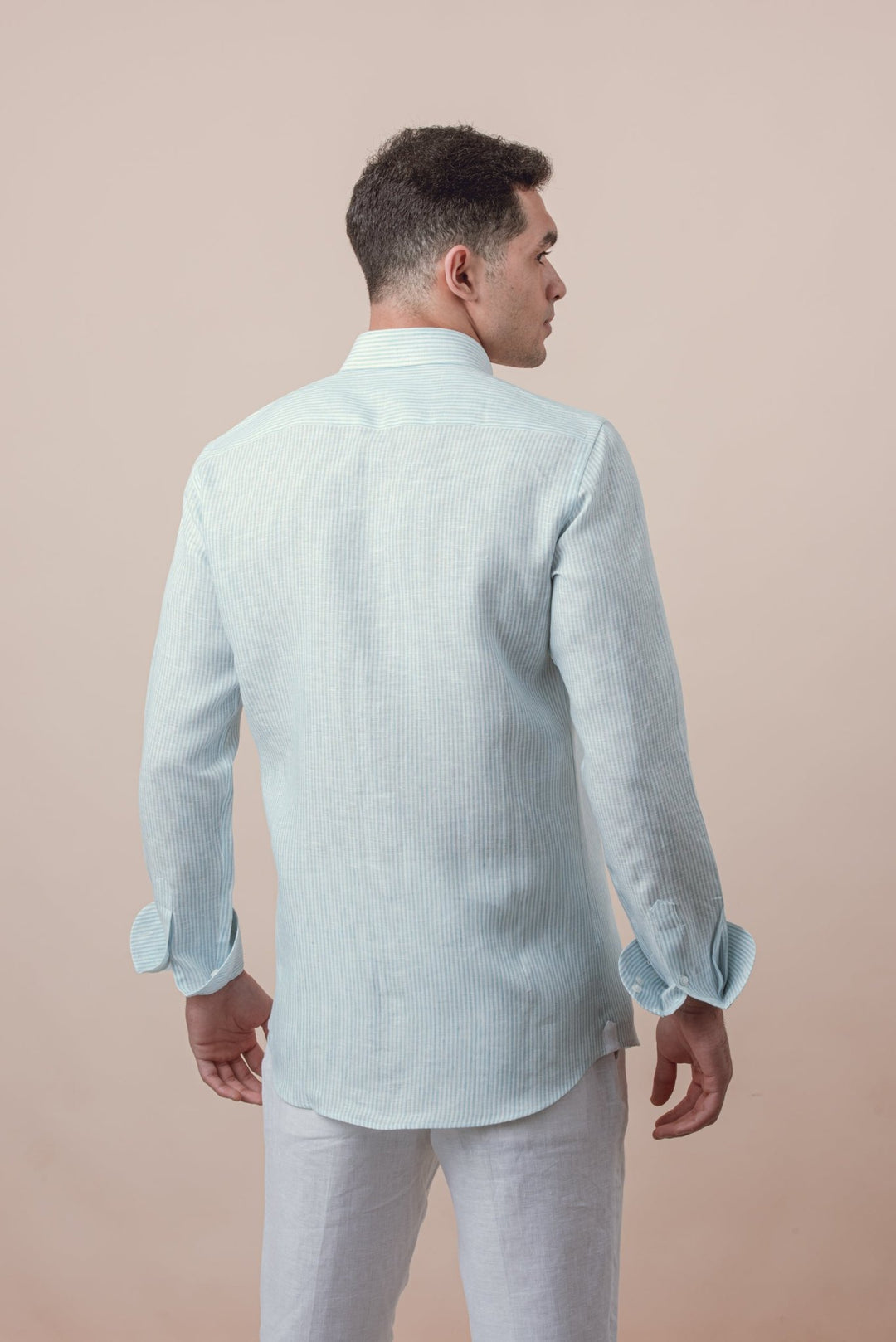 STRIPED WASHED LINEN REGULAR FIT SHIRT - Roban