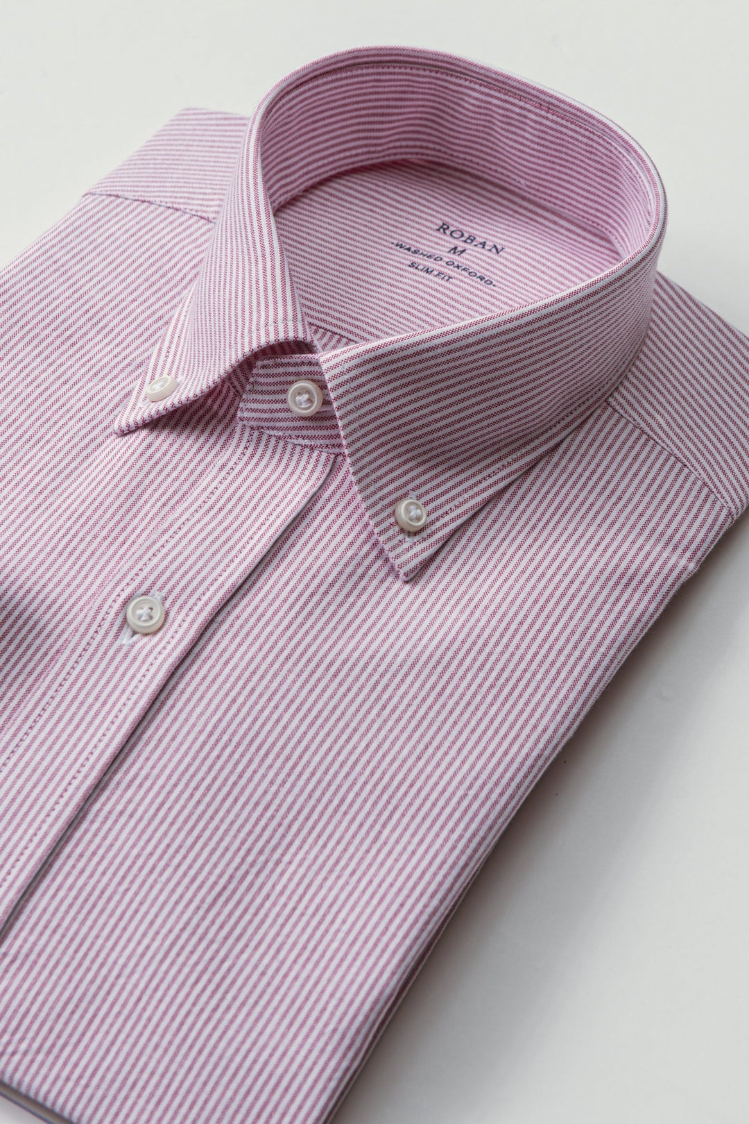 STRIPED WASHED OXFORD COTTON SLIM FIT SHIRT - Roban